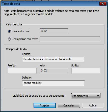 Cuadro  de diálogo Texto de cota