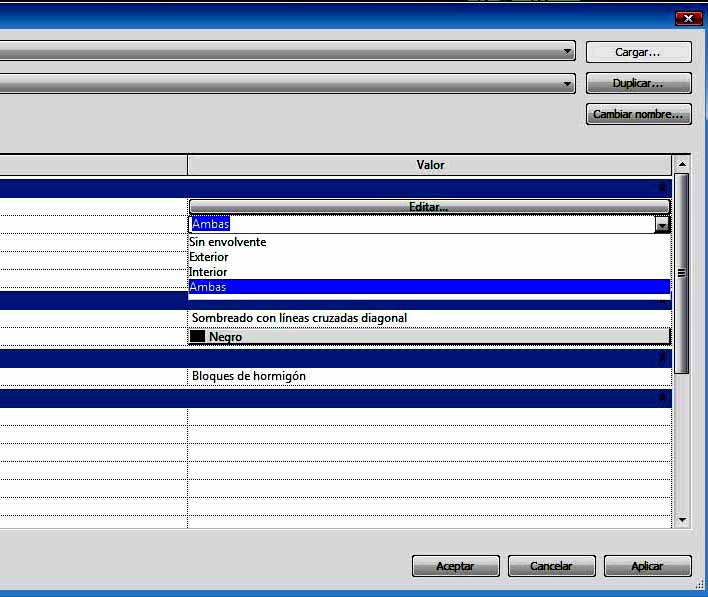 Cuadro de propiedades de muro compuesto