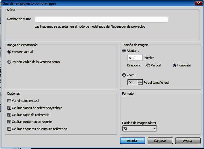 Cuadro opción Guardar en proyecto como imagen