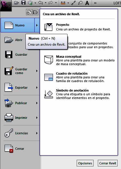 Opción para crear Cuadro de rotulación
