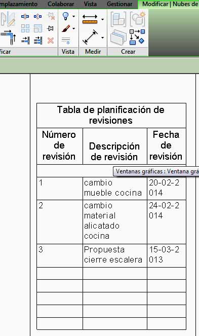 Tabla de Revisión