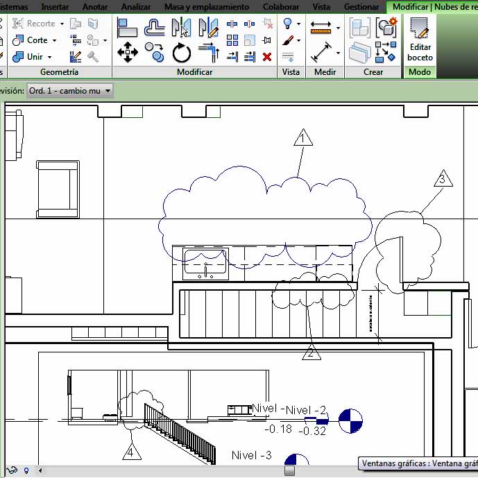 Opción Por plano Numeración de Nubes de revisión
