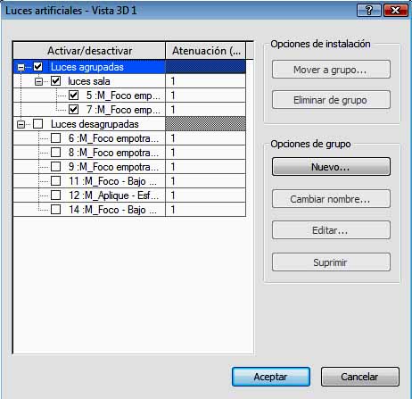 Grupo de luces creado
