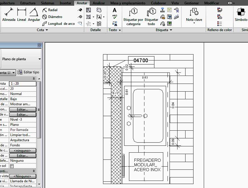 Detalle con cotas, anotaciones, ...