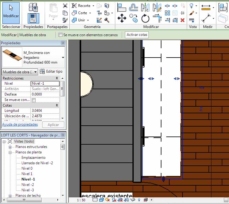 Mueble de cocina inferior visto