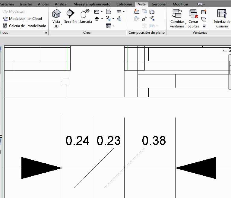 Marca de flecha en exterior de la cota