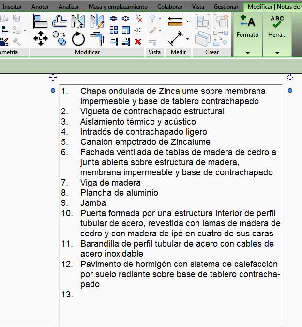 Lista realizada con Formato de párrafo y Números