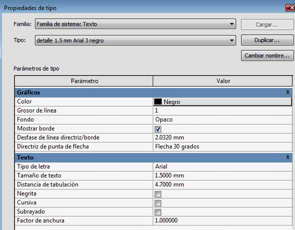 Propiedades de tipo de Nota de texto