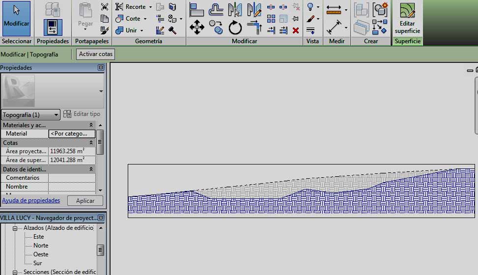 Sección topográfica modificada por Región nivelada