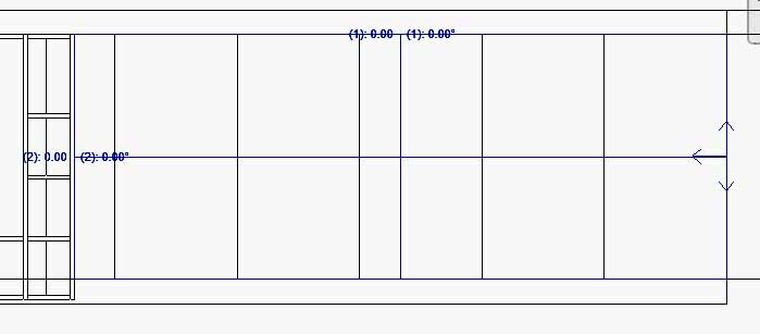 Flecha horizontal de Origen de justificación en extremo derecho de muro