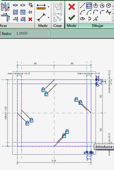 Rectángulo exterior e interior de marco de ventana