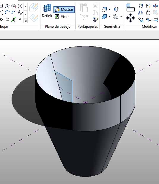 Forma modificada arrastrando pinzamientos 3D por ejes de coordenadas globales