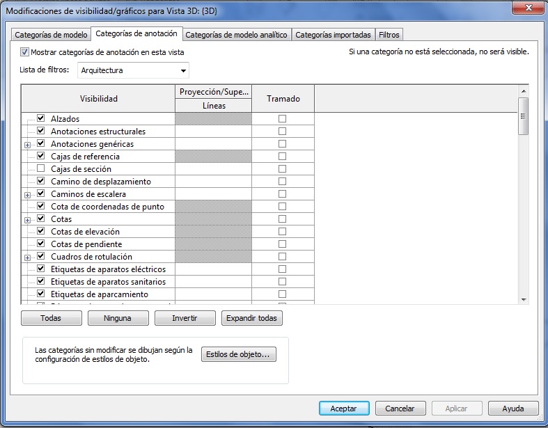 Cuadro de diálogo de modificaciones de Visibilidad/Gráficos