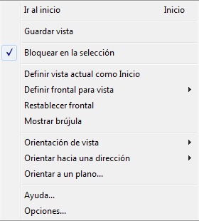 Opciones del botón derecho del ratón de ViewCube