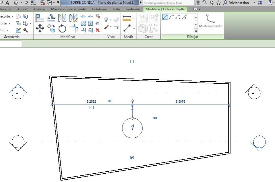 Extensiones de modelo 3D que no cortan los dos planos verticales de sección