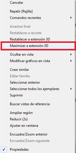 opciones obtenidas con el botón derecho del ratón al clicar sobre la rejilla